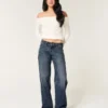 Low-Rise Dark Wash Baggy Jeans
