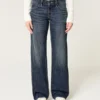 Low-Rise Dark Wash Baggy Jeans