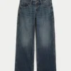 Low-Rise Dark Wash Baggy Jeans