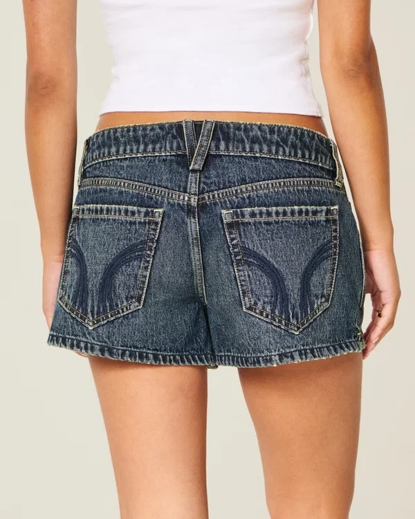 Low-Rise Dark Wash Denim Mini Shorts Low-Rise Dark Wash Denim Mini Shorts