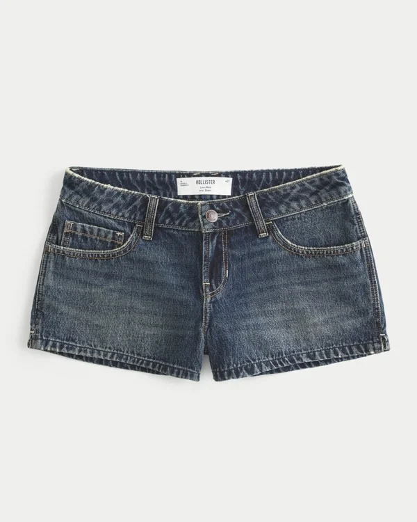 Low-Rise Dark Wash Denim Mini Shorts Low-Rise Dark Wash Denim Mini Shorts