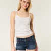 Low-Rise Dark Wash Denim Shortie Shorts Low-Rise Dark Wash Denim Shortie Shorts