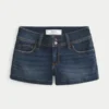 Low-Rise Dark Wash Denim Shortie Shorts Low-Rise Dark Wash Denim Shortie Shorts