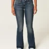 Low-Rise Dark Wash Embroidered Bootcut Jeans