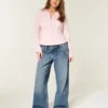 Low-Rise Dark Wash Floral Embroidery Baggy Jeans