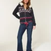 Low-Rise Dark Wash Red Tie Waist Bootcut Jeans