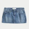 Low-Rise Embroidered Bow Denim Mini Skort Low-Rise Embroidered Bow Denim Mini Skort