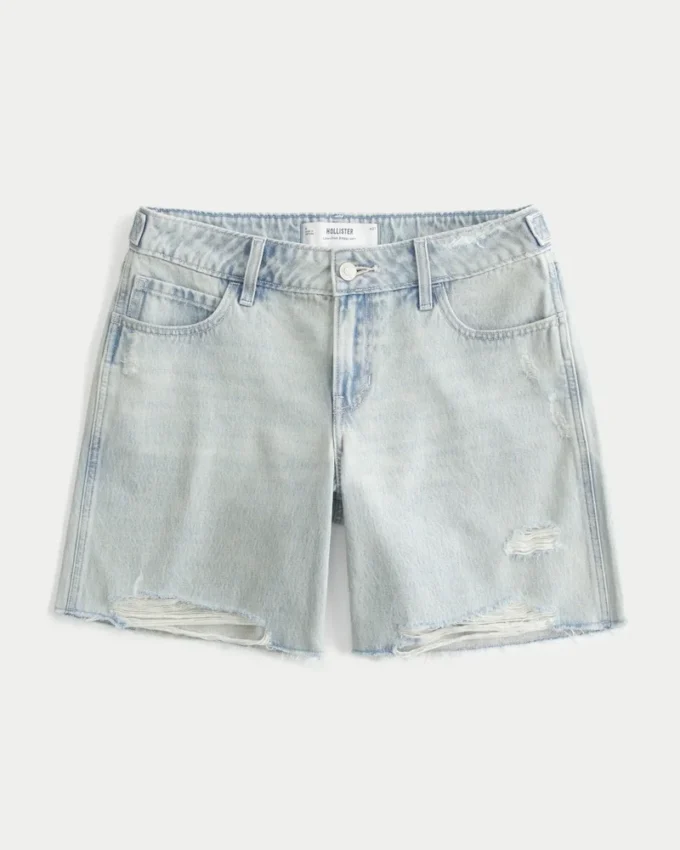 Low-Rise Light Wash Adjustable Waistband Baggy Jort