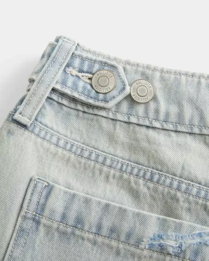 Low-Rise Light Wash Adjustable Waistband Baggy Jort