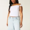 Low-Rise Light Wash Bow Graphic Baggy Jort
