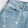 Low-Rise Light Wash Chain Embroidery Baggy Jeans
