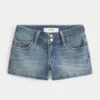 Low-Rise Light Wash Denim Shortie Shorts