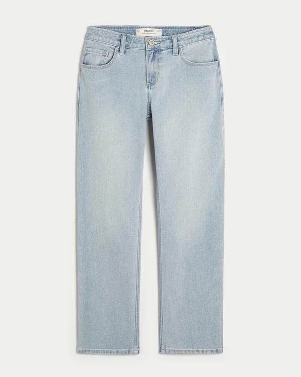 Low-Rise Light Wash Relaxed Straight Jeans Low-Rise Light Wash Relaxed Straight Jeans