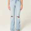 Low-Rise Light Wash Ripped Loose Jeans Low-Rise Light Wash Ripped Loose Jeans