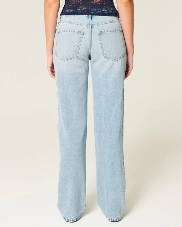 Low-Rise Light Wash Ripped Loose Jeans Low-Rise Light Wash Ripped Loose Jeans