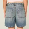Low-Rise Medium Wash Adjustable Waistband Baggy Jort