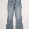 Low-Rise Medium Wash Flare Jeans