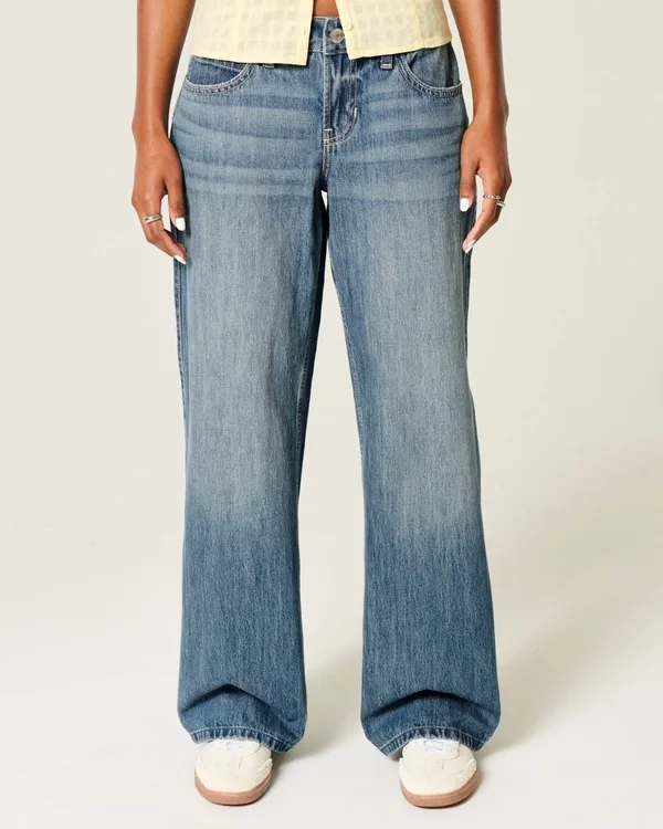 Low-Rise Medium Wash Los Angeles Graphic Baggy Jeans Low-Rise Medium Wash Los Angeles Graphic Baggy Jeans