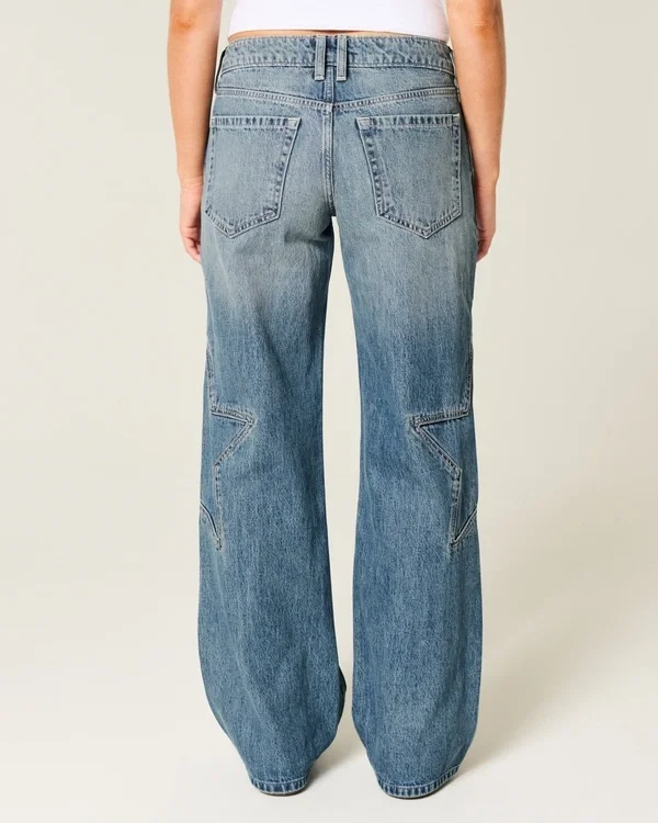 Low-Rise Medium Wash Star Graphic Baggy Jeans Low-Rise Medium Wash Star Graphic Baggy Jeans