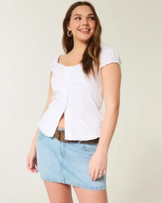 Low-Rise Railroad Stripe Denim Mini Skort