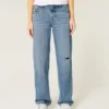 Low-Rise Ripped Medium Wash Loose Jeans Low-Rise Ripped Medium Wash Loose Jeans