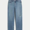Low-Rise Ripped Medium Wash Loose Jeans Low-Rise Ripped Medium Wash Loose Jeans