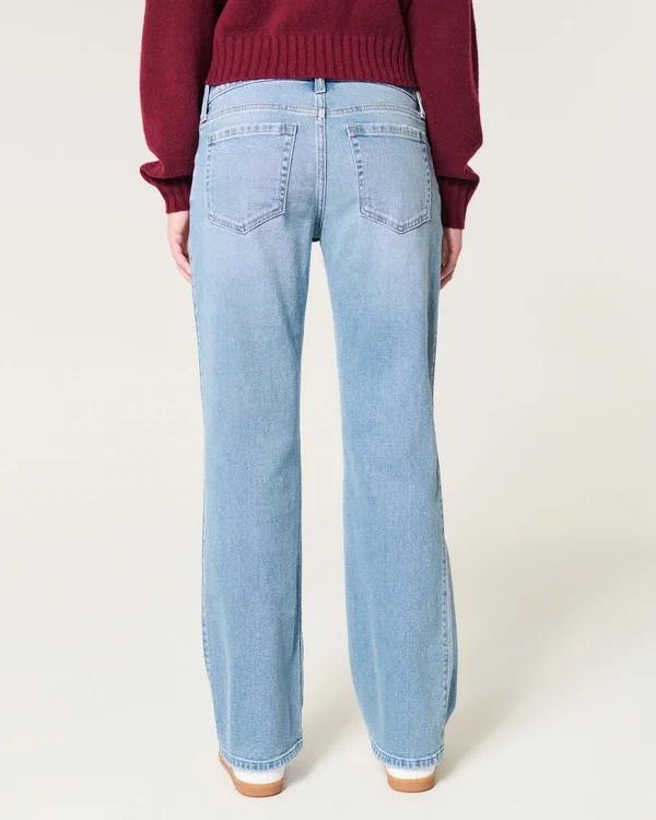 Low-Rise Ripped Medium Wash Relaxed Straight Jeans Low-Rise Ripped Medium Wash Relaxed Straight Jeans