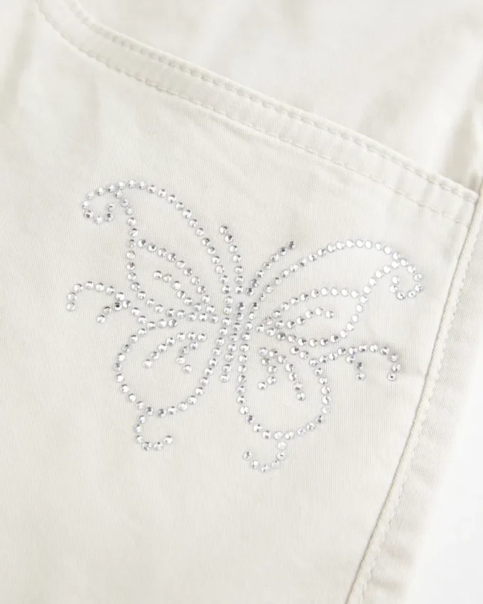 Low-Rise Shine Butterfly Twill Mini Skort
