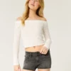 Low-Rise Washed Black Denim Shortie Shorts