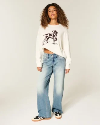 Low-Rise Y2K Medium Wash Baggy Jeans