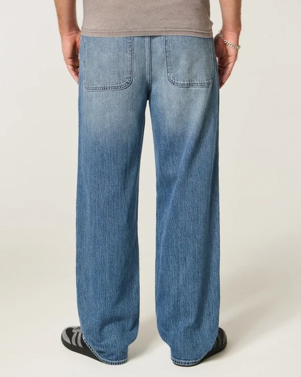 Medium Wash Alien Graphic Baggy Jeans Medium Wash Alien Graphic Baggy Jeans