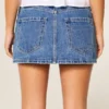 Medium Wash Embroidered Chain Denim Mini Skort Medium Wash Embroidered Chain Denim Mini Skort