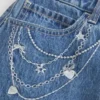 Medium Wash Embroidered Chain Denim Mini Skort Medium Wash Embroidered Chain Denim Mini Skort