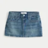 Medium Wash Embroidered Denim Mini Skort Medium Wash Embroidered Denim Mini Skort