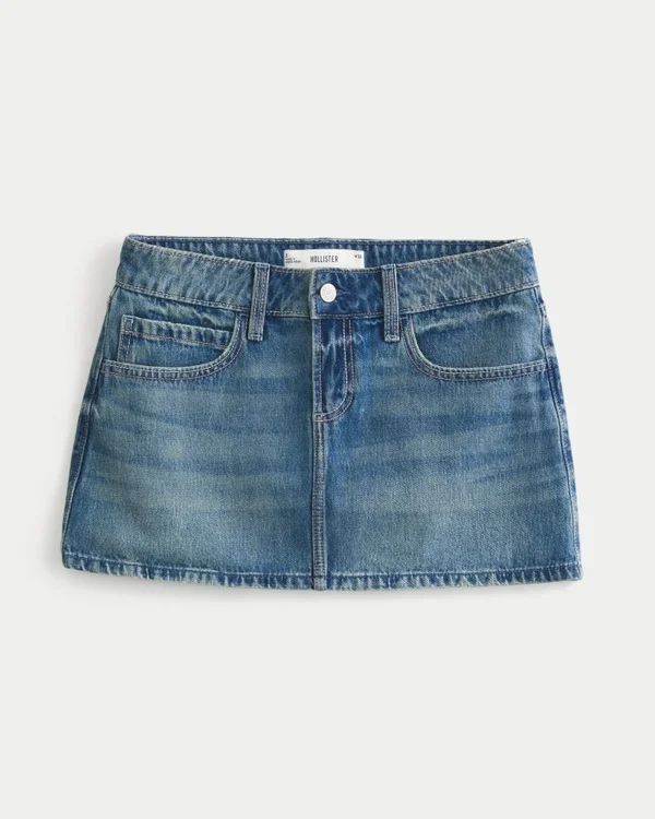 Medium Wash Embroidered Denim Mini Skort Medium Wash Embroidered Denim Mini Skort