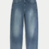 Medium Wash Embroidered Shark Graphic Skater Baggy Jeans Medium Wash Embroidered Shark Graphic Skater Baggy Jeans