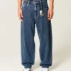 Medium Wash Star Graphic Skater Baggy Jeans Medium Wash Star Graphic Skater Baggy Jeans