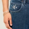 Medium Wash Star Graphic Skater Baggy Jeans Medium Wash Star Graphic Skater Baggy Jeans