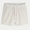 Mid-Thigh Linen-Blend Seersucker Shorts