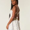 Open-Back Linen-Blend Skort Dress