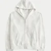 Oversized Doe Print Zip-Up Hoodie