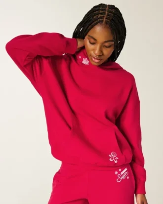 Oversized Glitter Print Sugar Graphic Hoodie