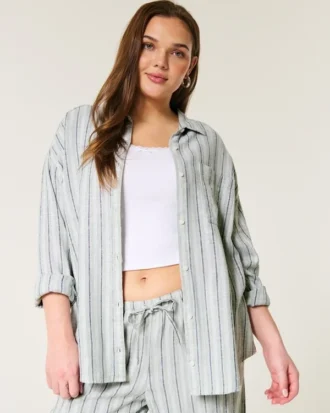 Oversized Linen-Blend Shirt