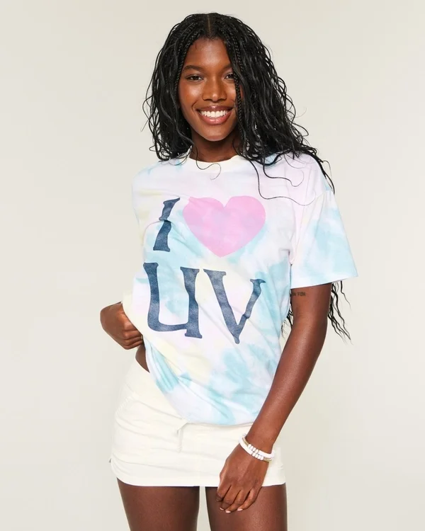 Oversized Tie-Dye I Heart UV Graphic Tee Oversized Tie-Dye I Heart UV Graphic Tee