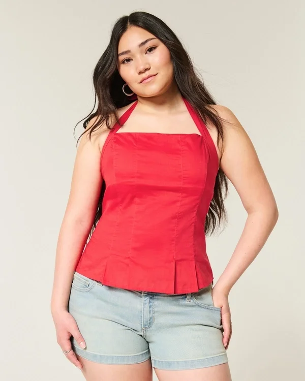 Pleated Open-Back Halter Top Pleated Open-Back Halter Top