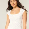 Pointelle Square-Neck Top