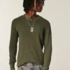 Relaxed Long-Sleeve Thermal Crew T-Shirt