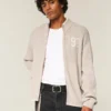 Relaxed Number Graphic Zip-Up Sweater