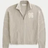 Relaxed Number Graphic Zip-Up Sweater