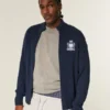 Relaxed Zip-Up Emblem Sweater
